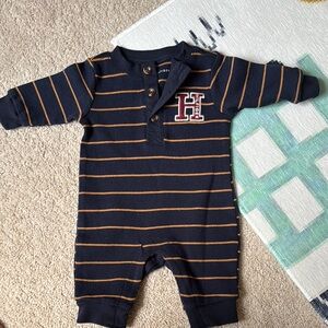 Tommy Hilfiger Blue and Orange Striped Bodysuit